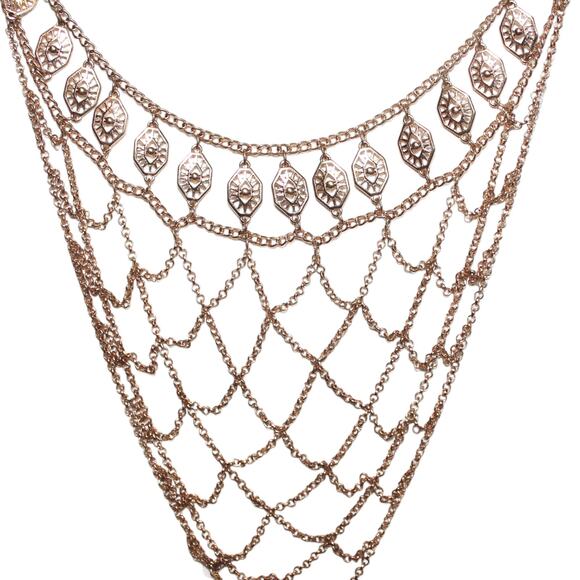 Forever21 Chain Net Triangle Necklace Gold Tone - Picture 2 of 3